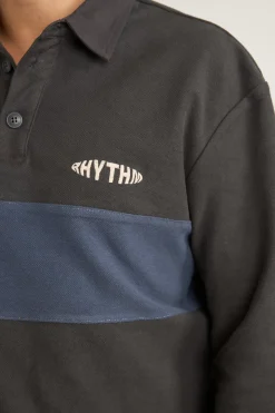 Rhythm Woven Shirts*Terry Vintage Ls Rugby Shirt Charcoal