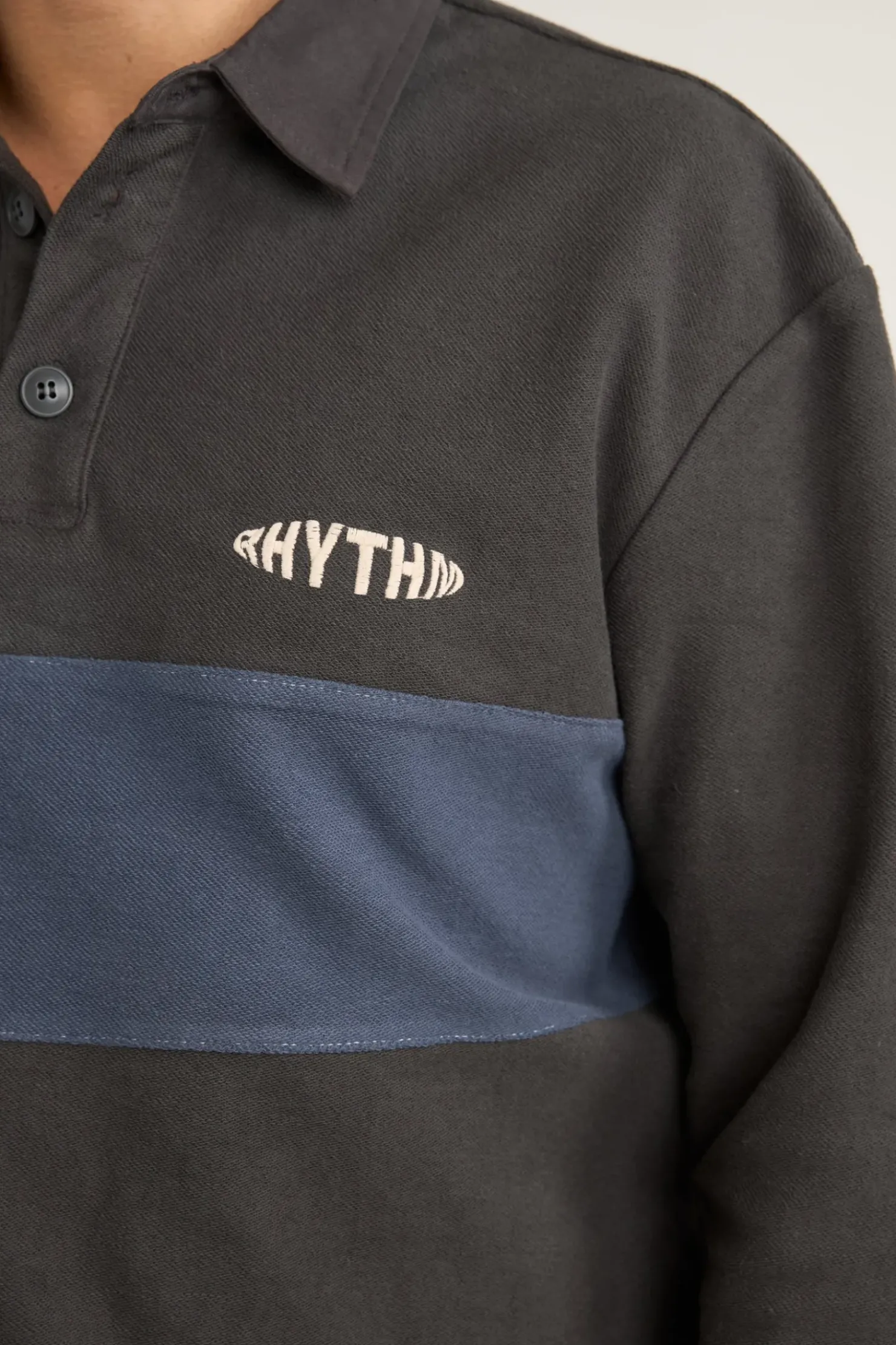 Rhythm Woven Shirts*Terry Vintage Ls Rugby Shirt Charcoal