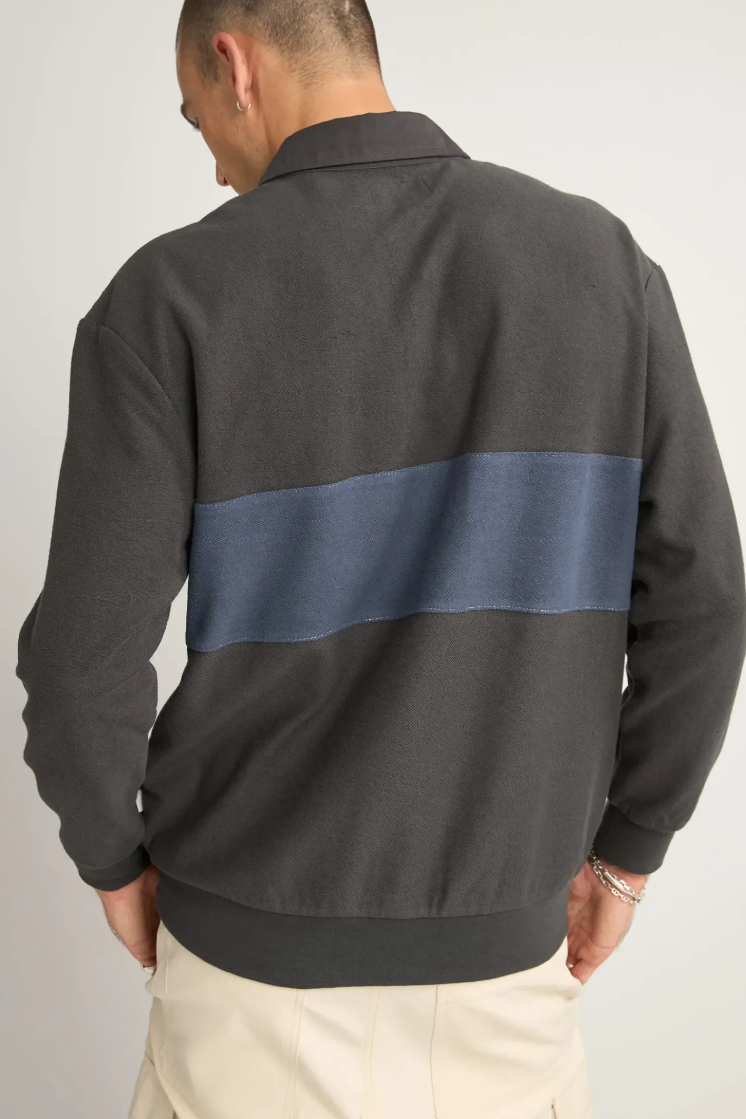 Rhythm Woven Shirts*Terry Vintage Ls Rugby Shirt Charcoal