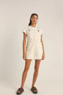 Rhythm Playsuits*Tides Short Overall Cream