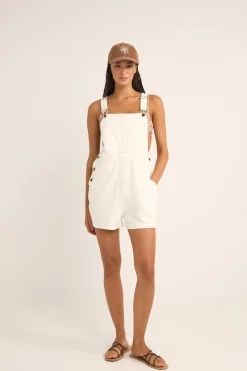Rhythm Playsuits*Tides Short Overall White