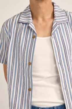 Rhythm Woven Shirts*Vacation Stripe Ss Shirt Blue
