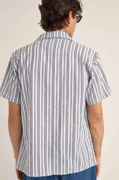 Rhythm Woven Shirts*Vacation Stripe Ss Shirt Blue