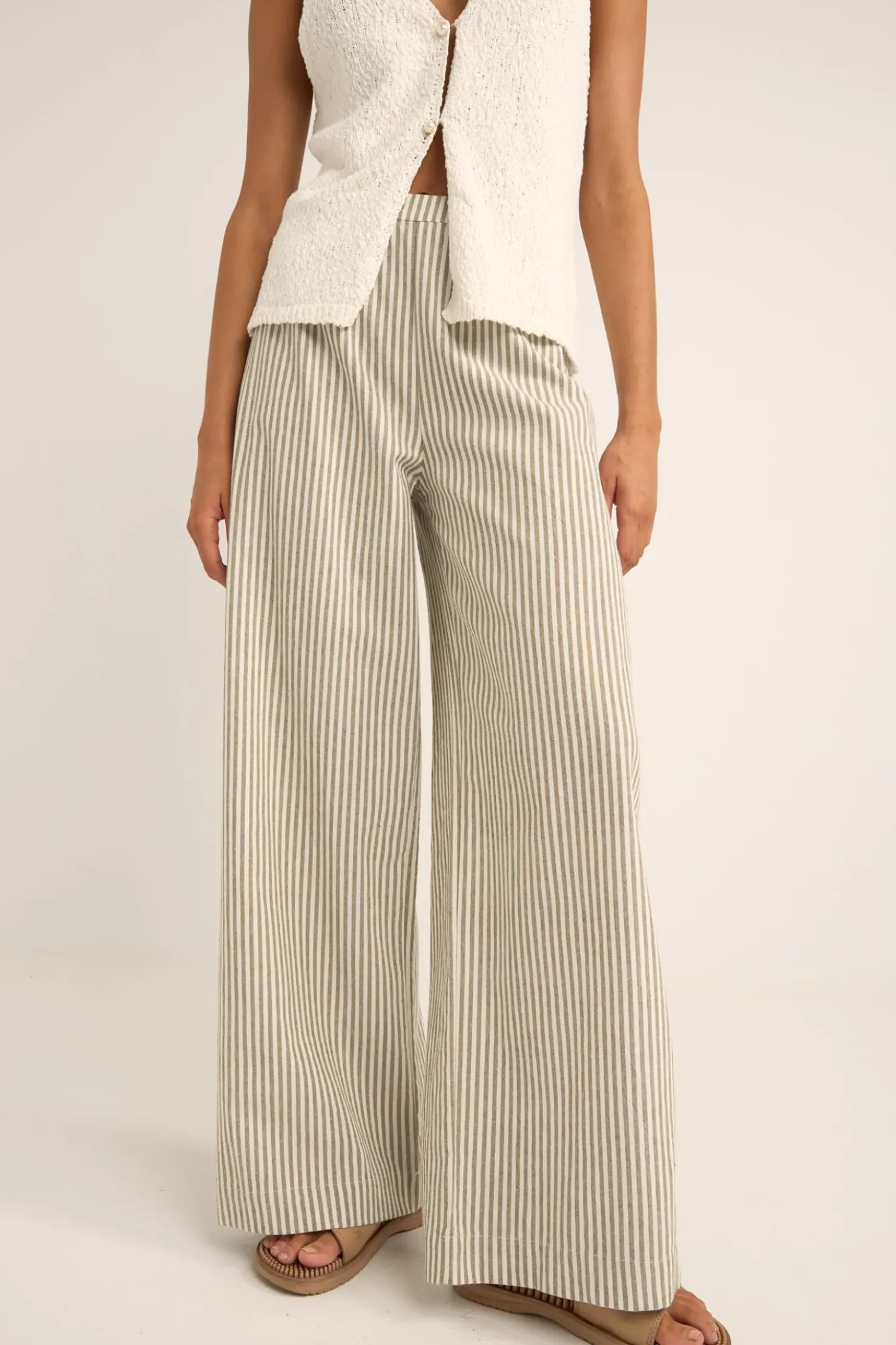 Rhythm Pants*Valley Stripe Wide Leg Pant Ivy