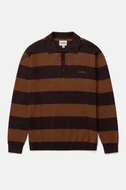 Rhythm Knits*Ventura Stripe Knit Ls Polo Cafe