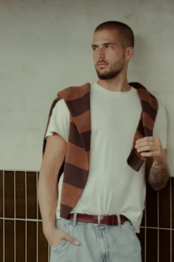 Rhythm Knits*Ventura Stripe Knit Ls Polo Cafe