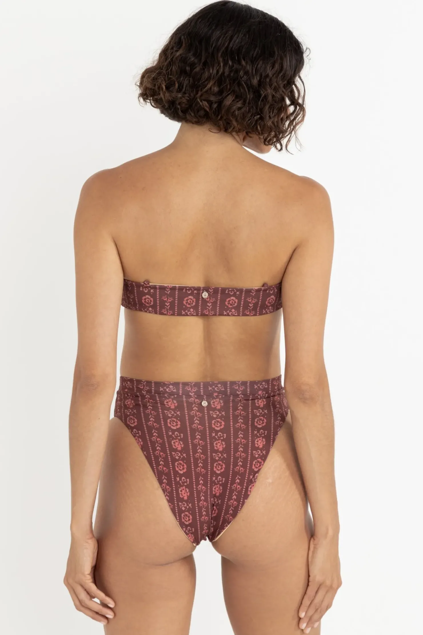 Rhythm Swim Tops*Vintage Floral Bandeau Top Burgundy