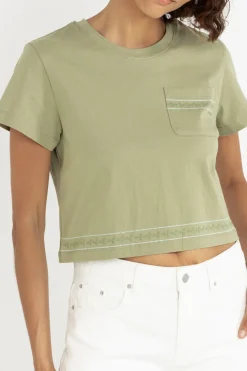 Rhythm T-shirts*Vintage Floral Crop Tee Sage