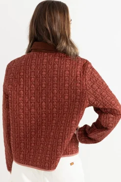 Rhythm Jackets*Vintage Floral Quilted Jacket Burgundy