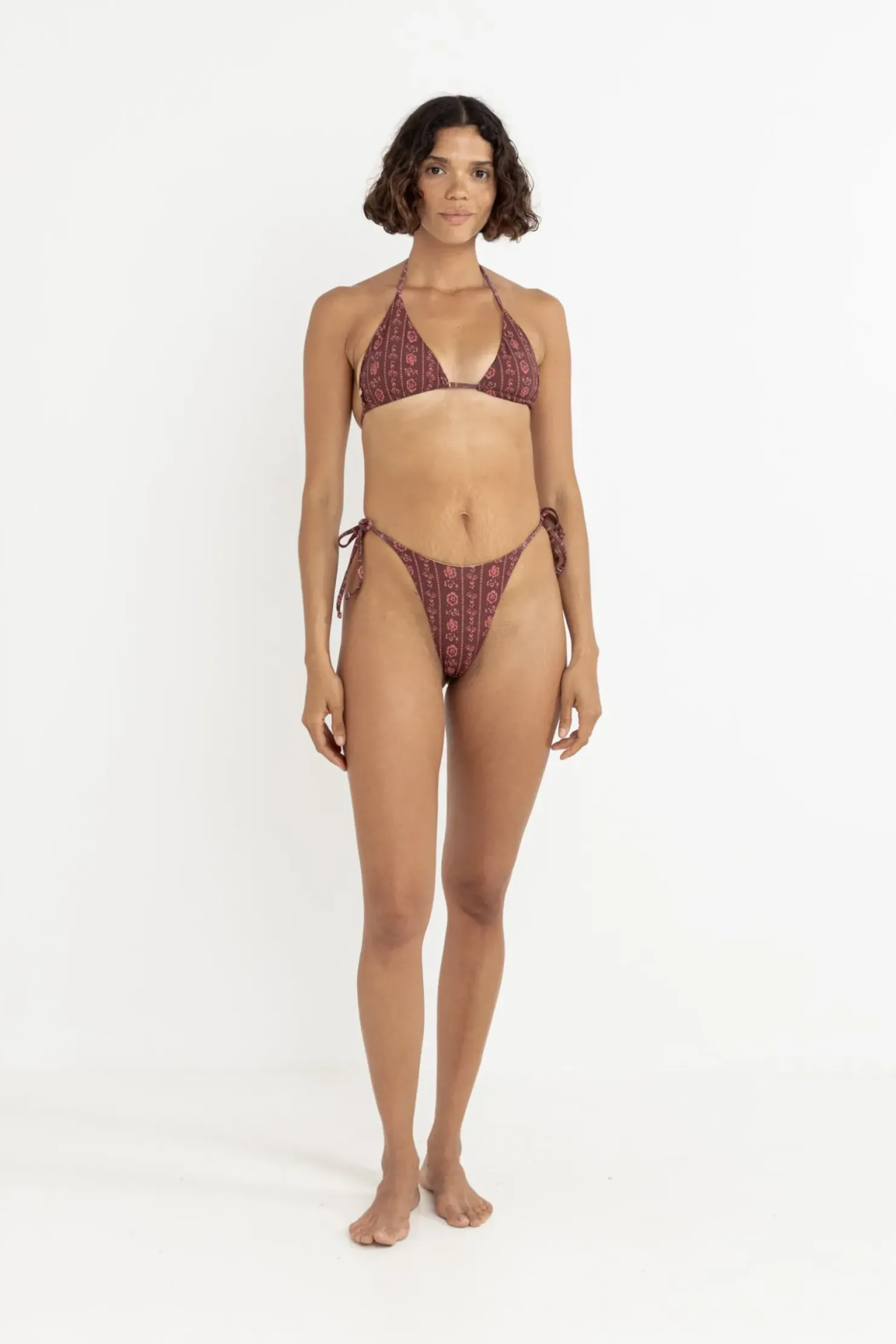 Rhythm Swim Tops*Vintage Floral Slide Tri Top Burgundy