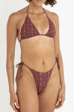 Rhythm Swim Bottoms*Vintage Floral Tie Side Hi Cut Pant Burgundy