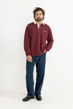 Rhythm Woven Shirts*Vintage Rugby Ls Polo Merlot