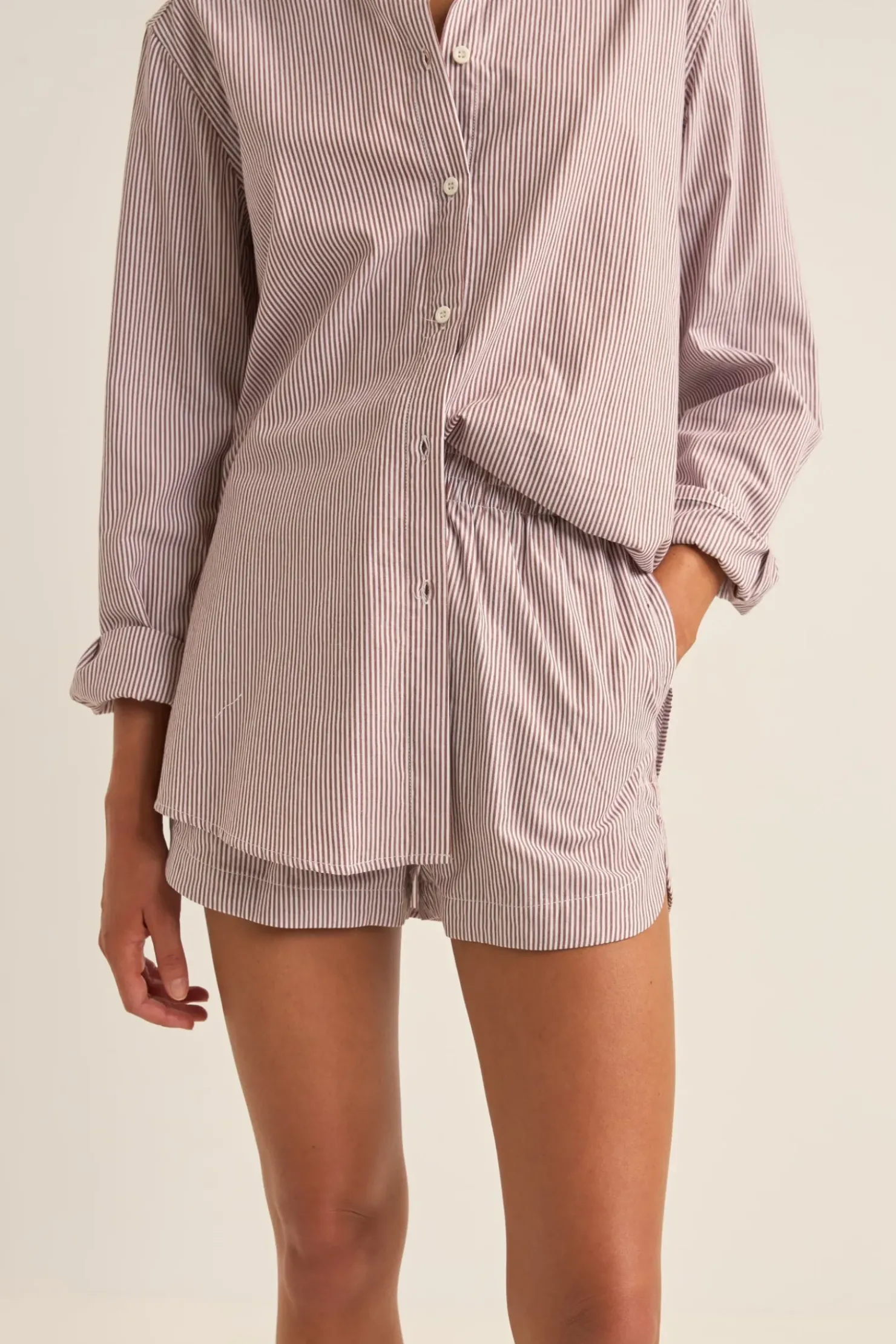 Rhythm Overswim|Shorts*Zephyr Stripe Beach Short Chocolate