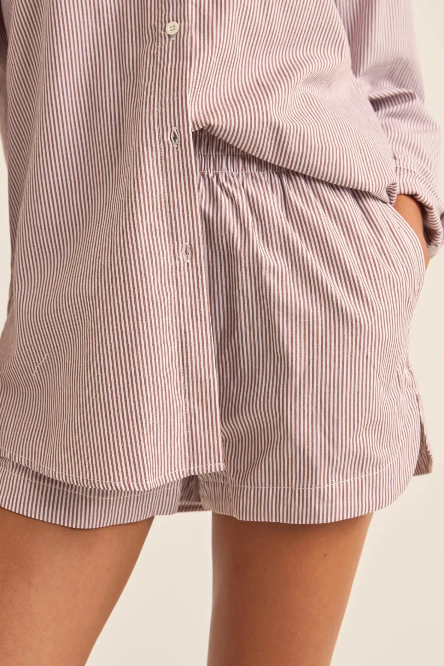 Rhythm Overswim|Shorts*Zephyr Stripe Beach Short Chocolate